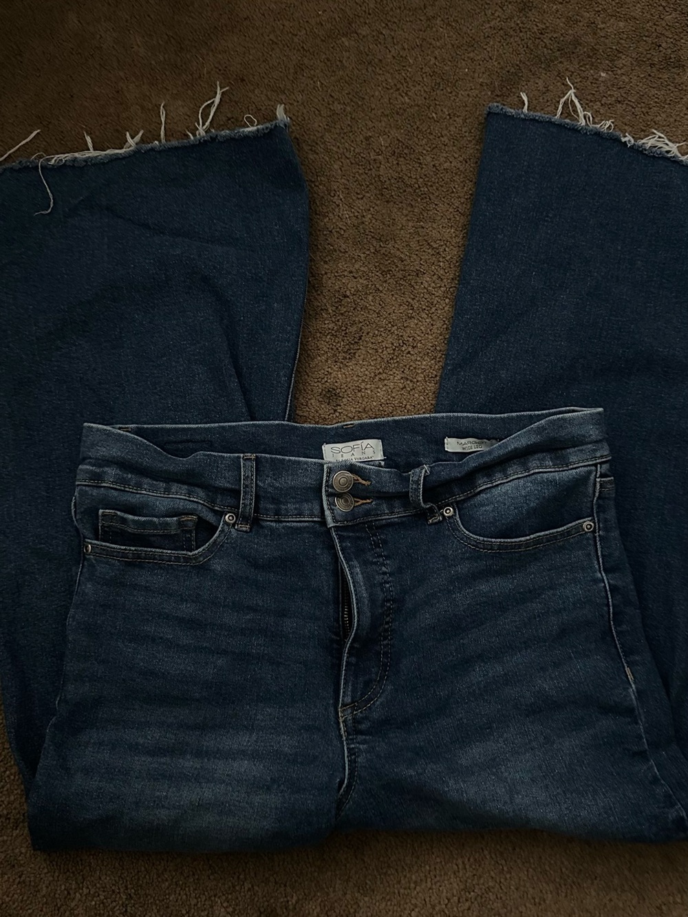 Dark Blue Men's Jeans - Raw Hem Straight Leg